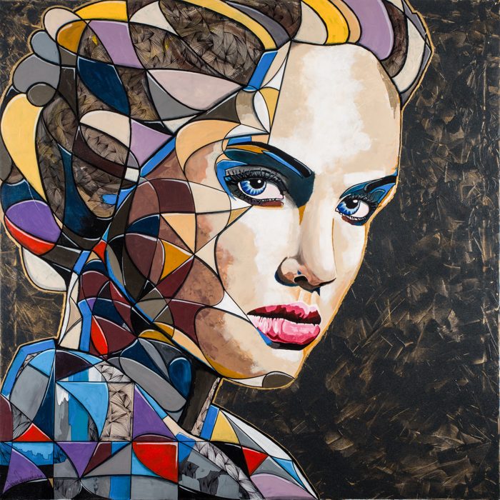 ARTEMIS, 120 x 120 cm · Acryl auf Leinwand, teilweise 24 Karat Blattgold