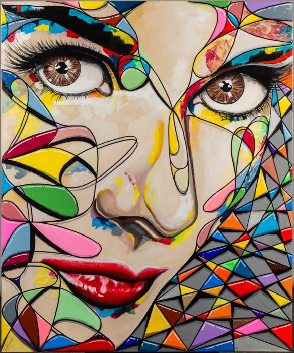 AUDREY, 120 x 100 cm · Acryl auf Leinwand, teilweise 24 Karat Blattgold