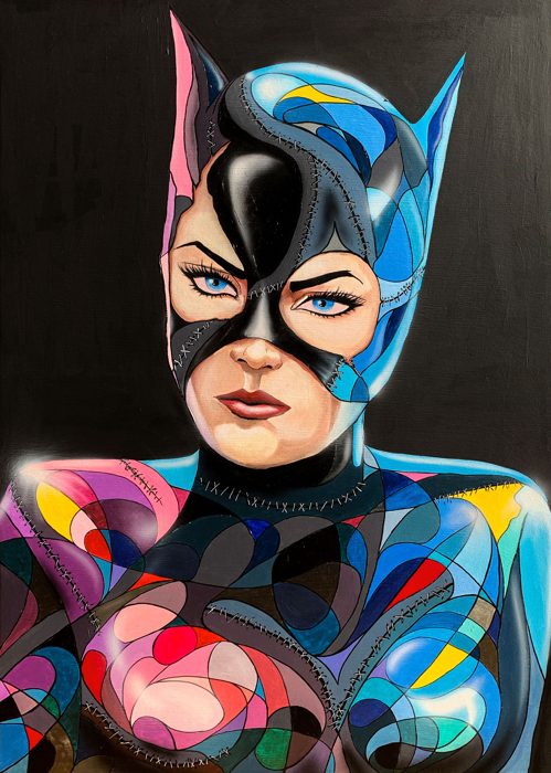 CAT WOMAN, 70 x 100 cm · Acryl auf Holz, mit Epoxidharz versiegelt
