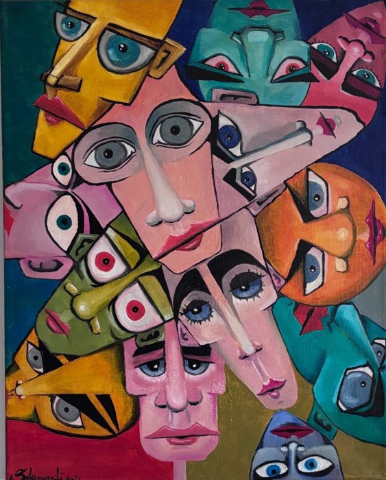 OHNE TITEL (Gesichter, 2021), Öl auf Leinwand