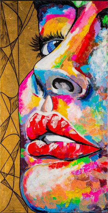 HELENA, 100 x 70 cm · Acryl auf Leinwand, teilweise 24 Karat Blattgold