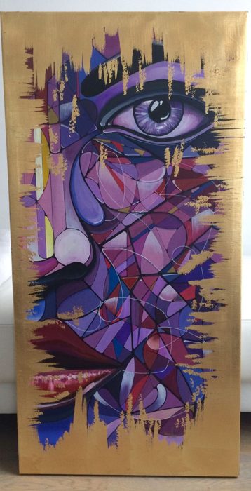 HUMAN PUZZLE I, Acryl und Blattgold auf Leinwand