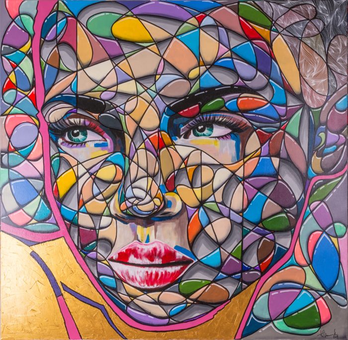 JOY, 120 x 120 cm · Acryl auf Leinwand, teilweise 24 Karat Blattgold