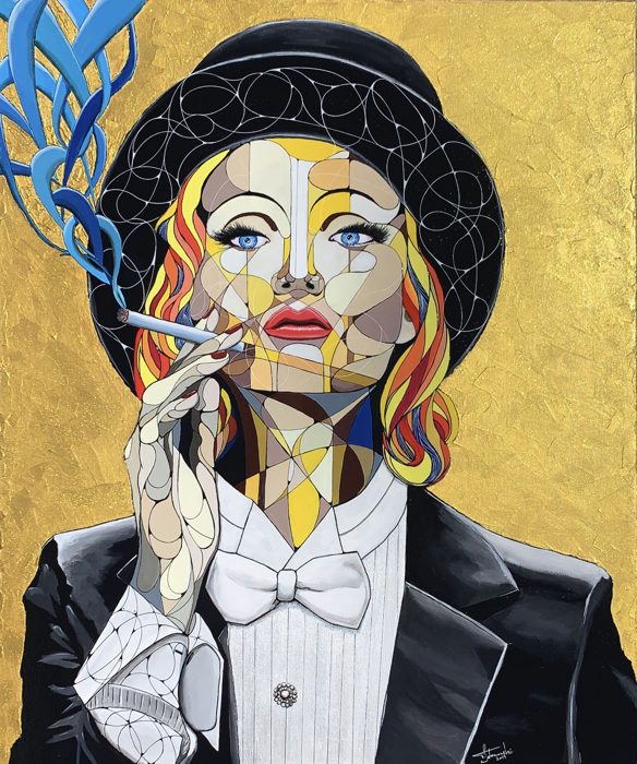 MARLENE, 120 x 100 cm · Acryl auf Leinwand, teilweise 24 Karat Blattgold