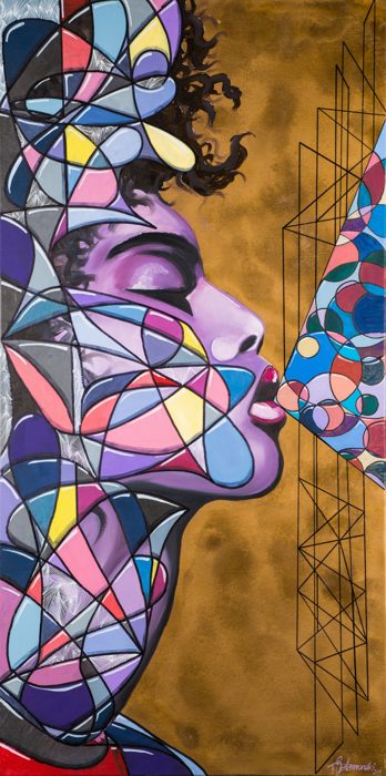TINA, 60 x 120 cm · Acryl auf Leinwand, teilweise 24 Karat Blattgold